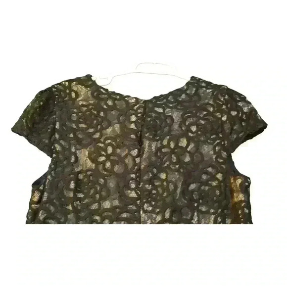 SUZI CHIN for‎ MAGGY BOUTIQUE Black CAP Sleeve LACE Cocktail DRESS LBD Size 12P - Picture 3 of 11